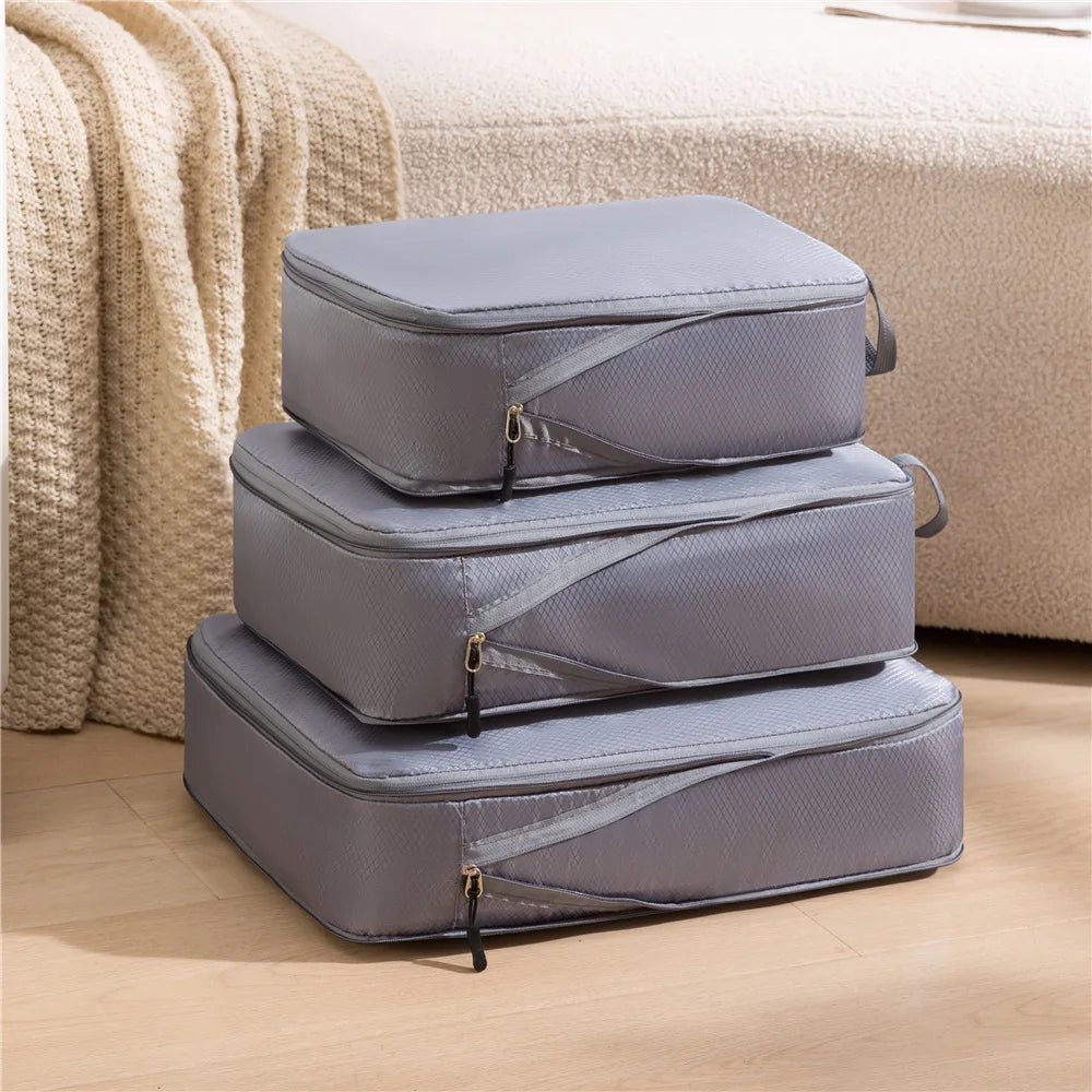 VOYAS 3-Piece Compressible Packing Cubes Set - Black